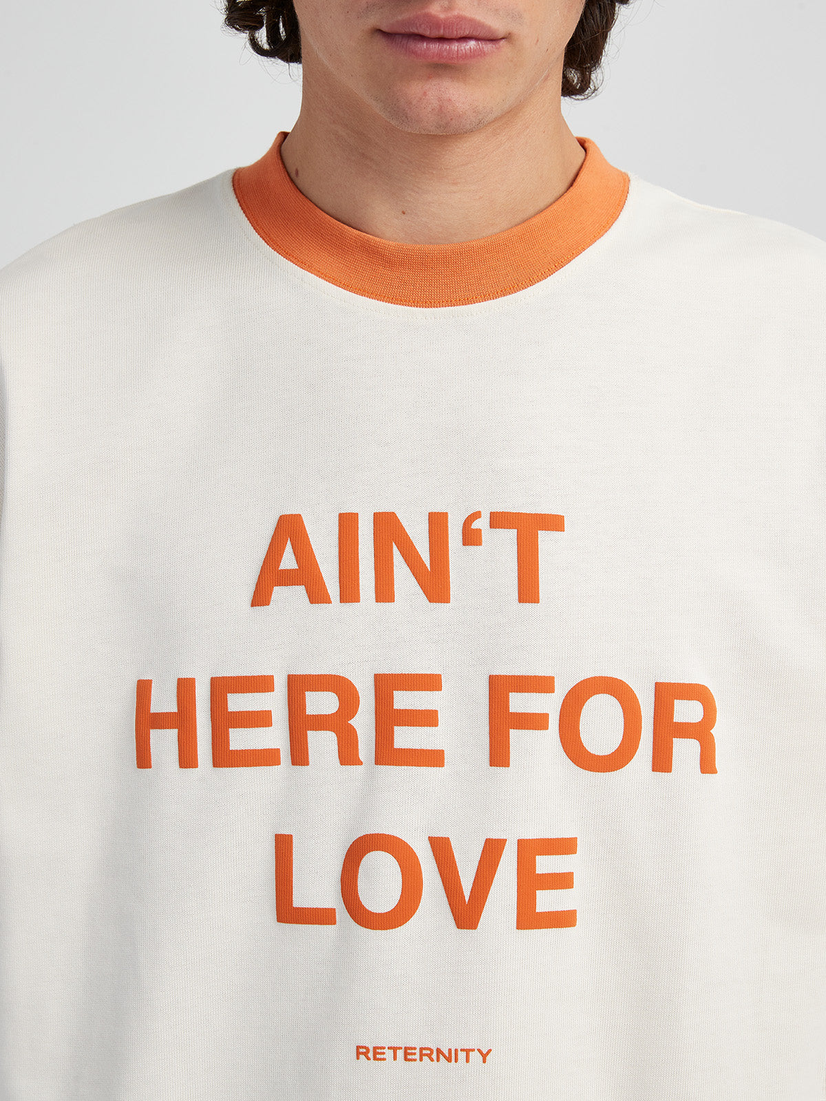 T-SHIRT 'AIN'T HERE FOR LOVE' - CREAM/ORANGE