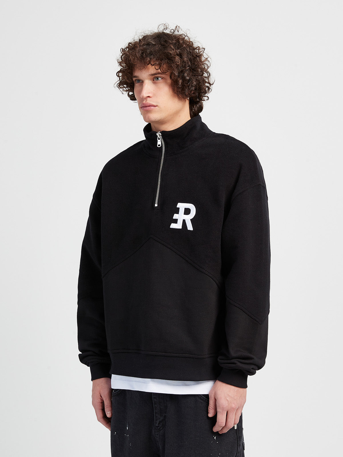 INSIDE OUT HALF ZIP HOODIE - BLACK