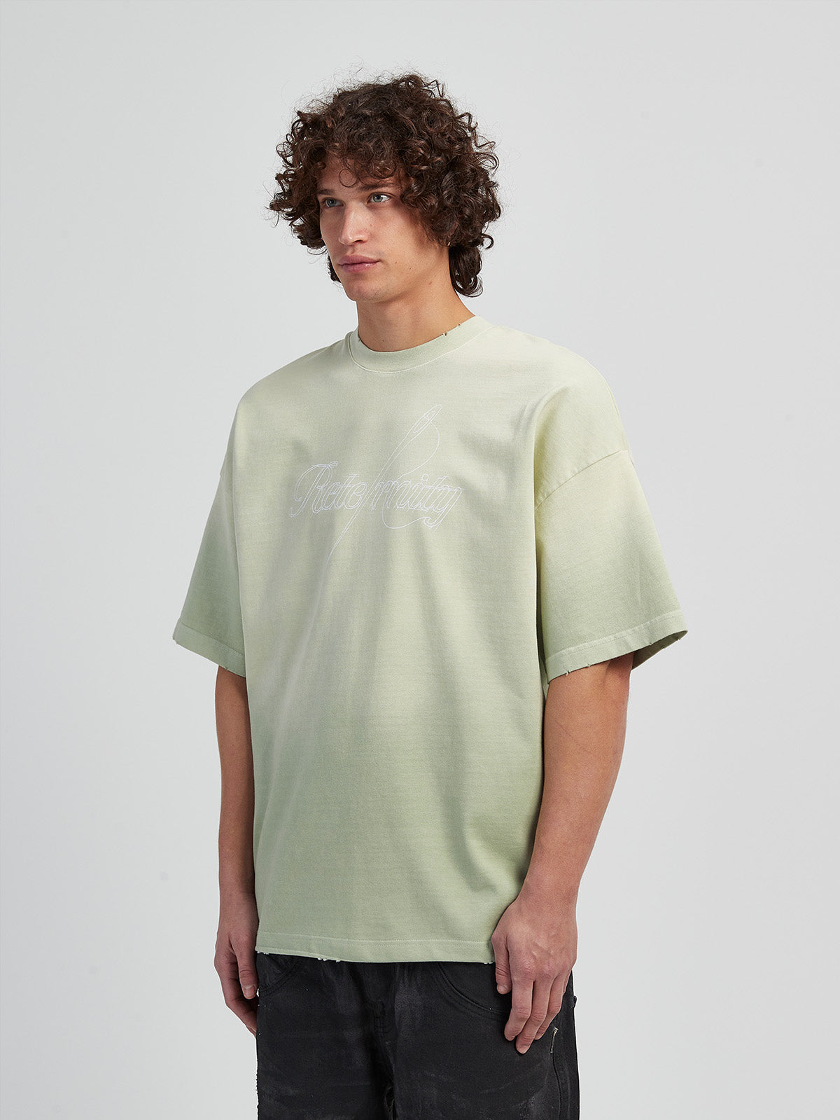 HAND DRAWN T-SHIRT - FADED LIME