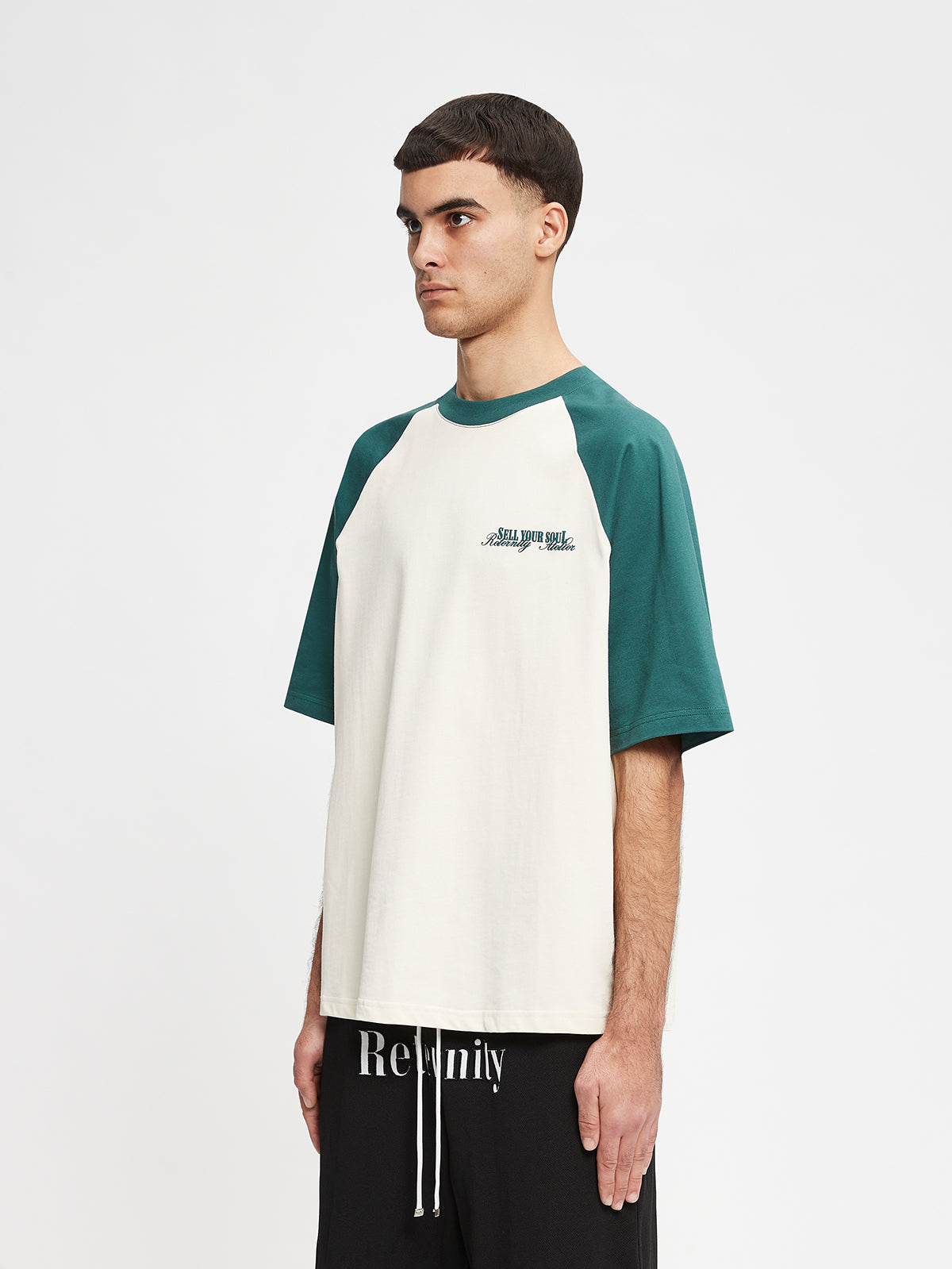 RAGLAN T-SHIRT - IVORY/SMARAGD GREEN