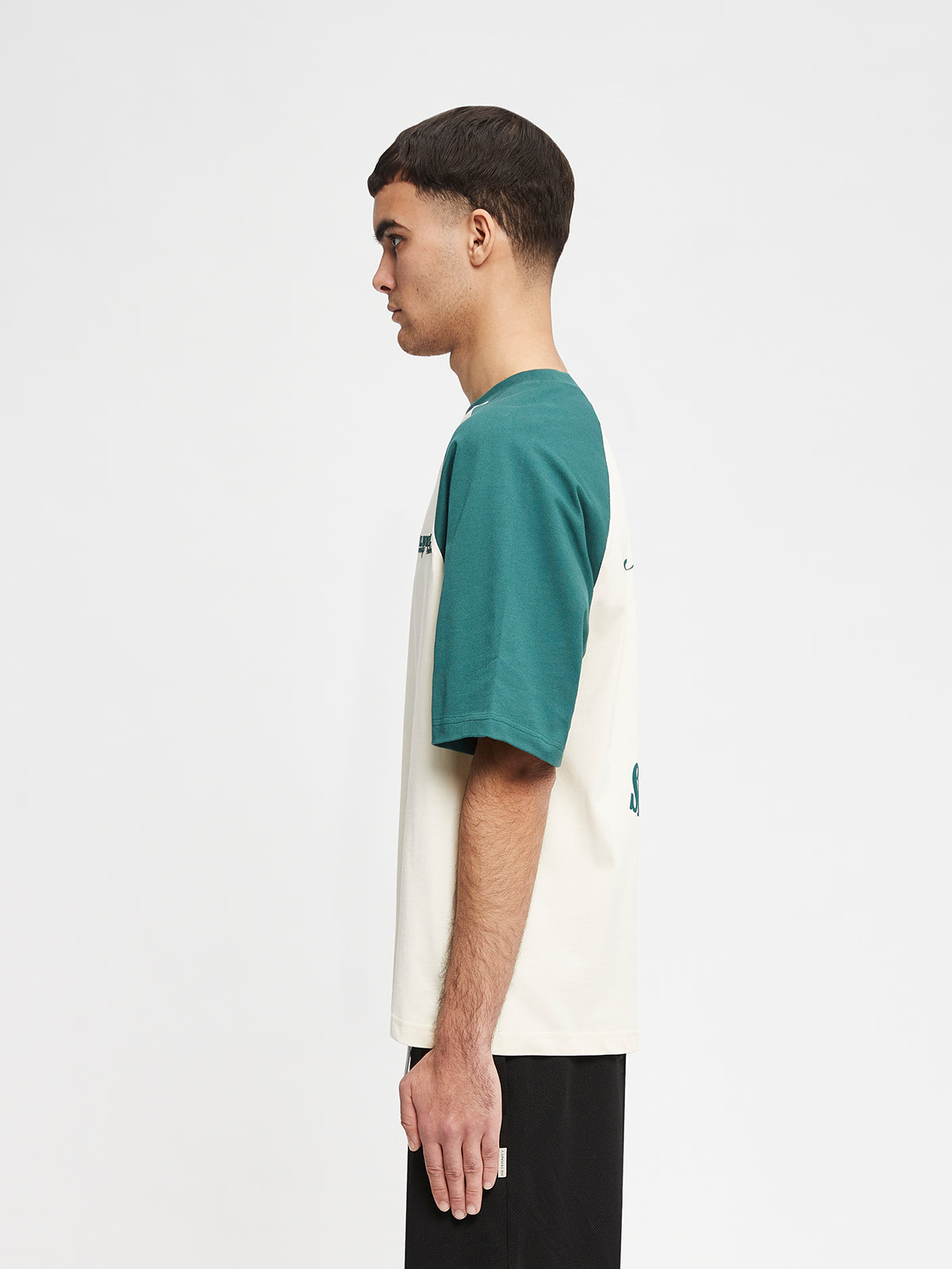 RAGLAN T-SHIRT - IVORY/SMARAGD GREEN