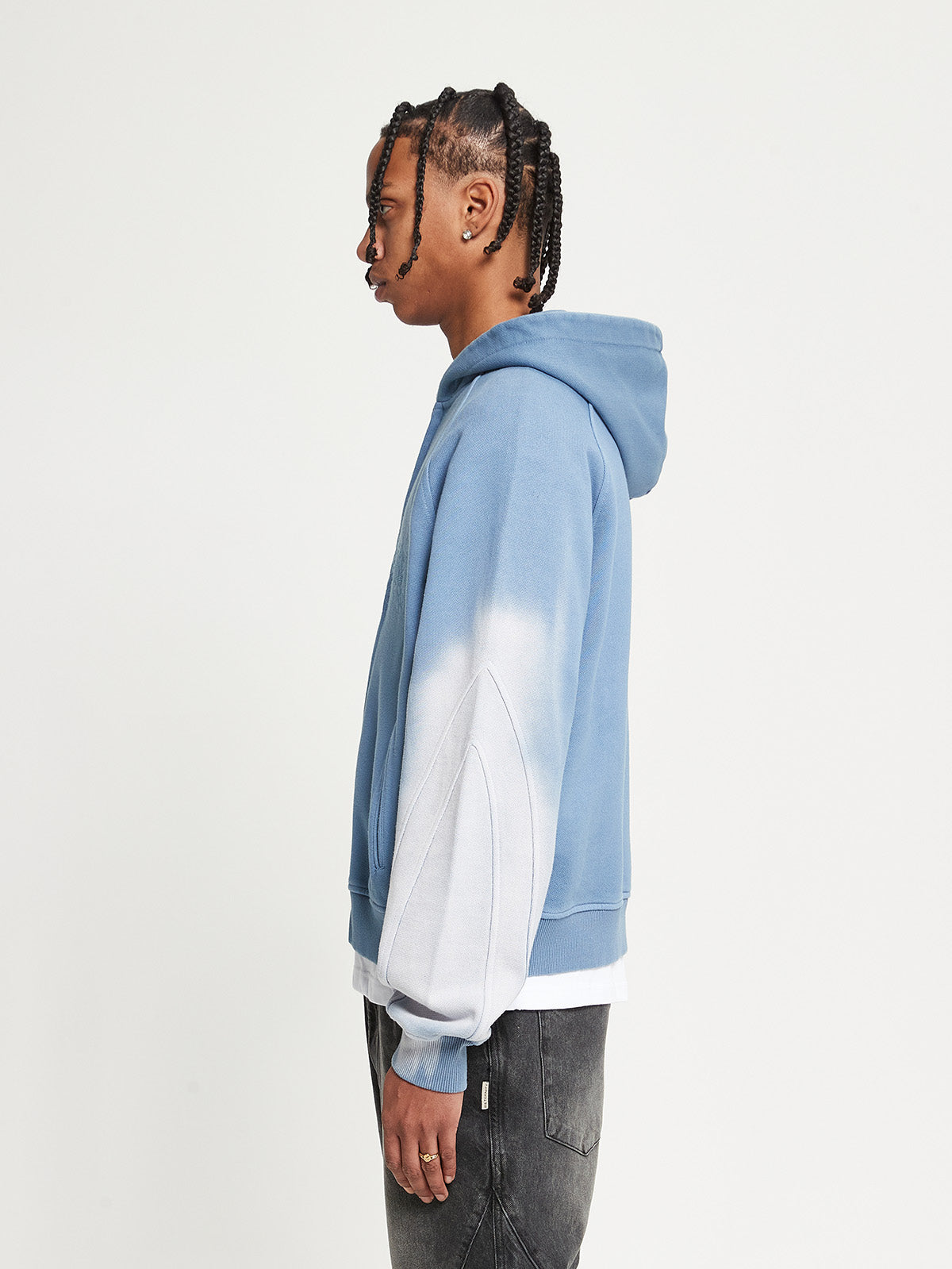 Blue and grey hoodie on sale