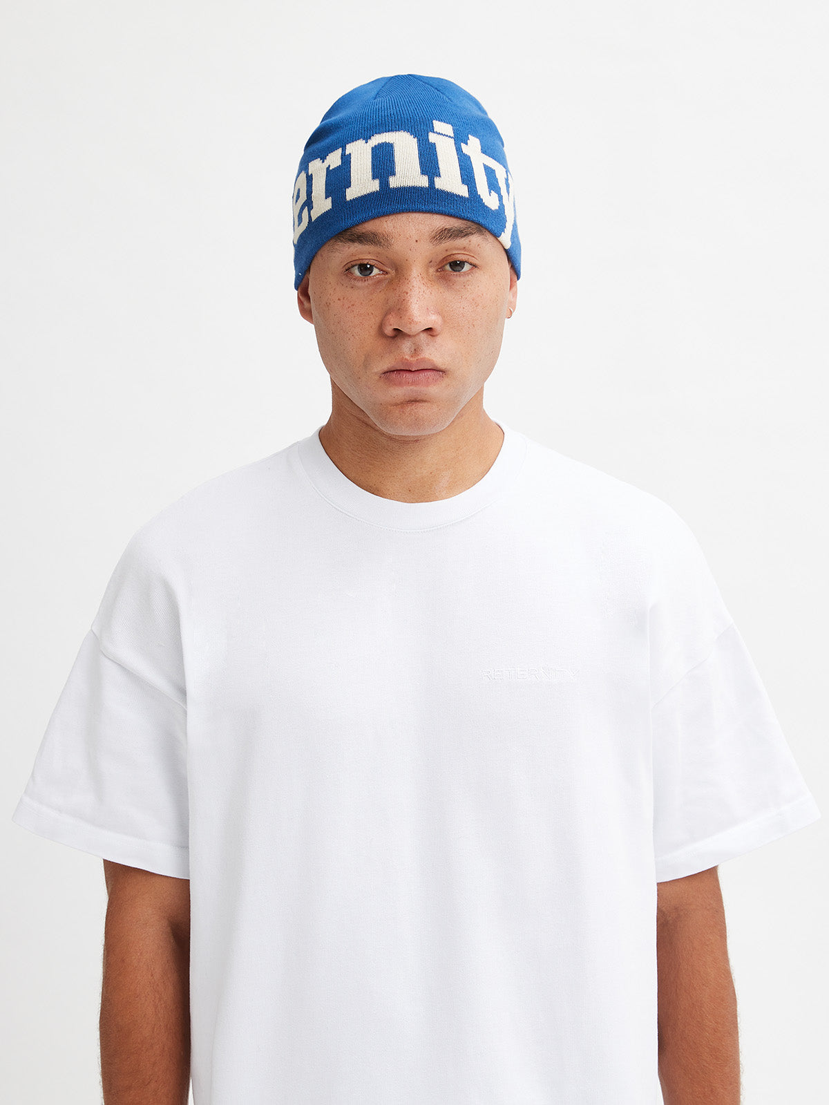 LOGO BEANIE - DARKBLUE/CREAM