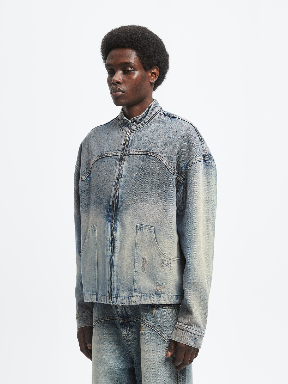 ASOS DESIGN oversized denim jacket in 90s light wash blue with rips -  ShopStyle