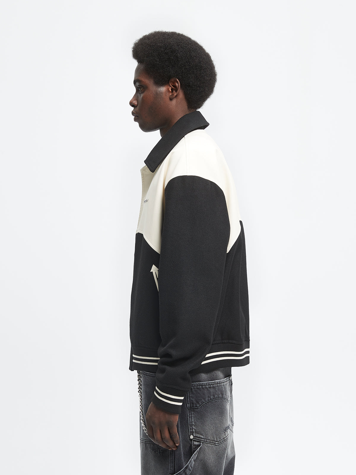 SIGNE VARSITY JACKET - CREAM/BLACK