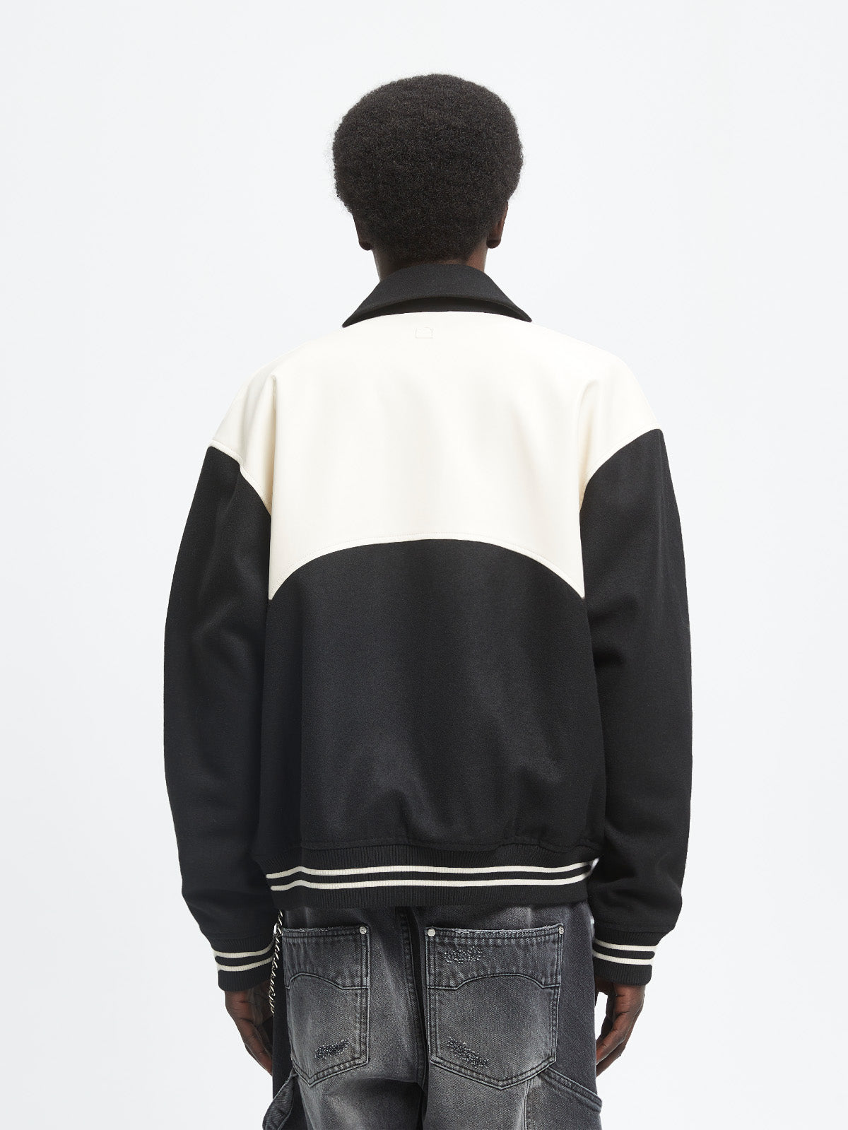 SIGNE VARSITY JACKET - CREAM/BLACK