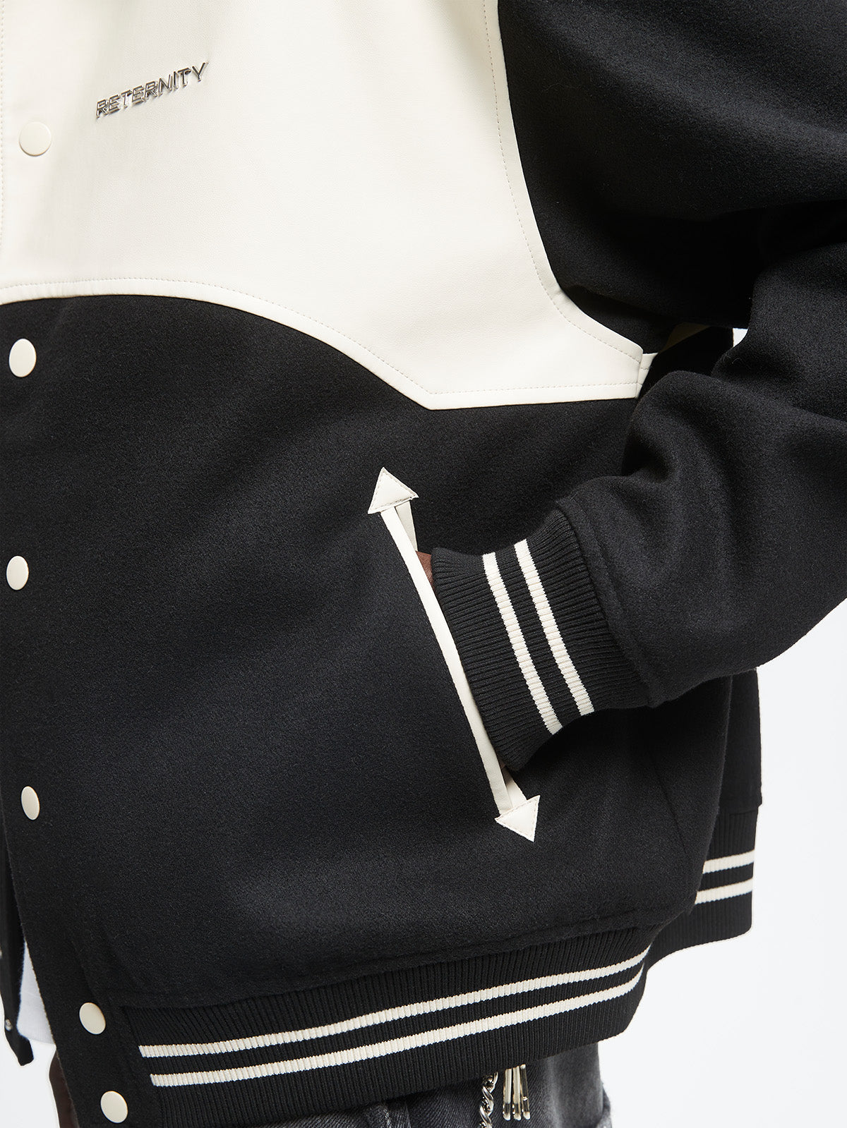 SIGNE VARSITY JACKET - CREAM/BLACK