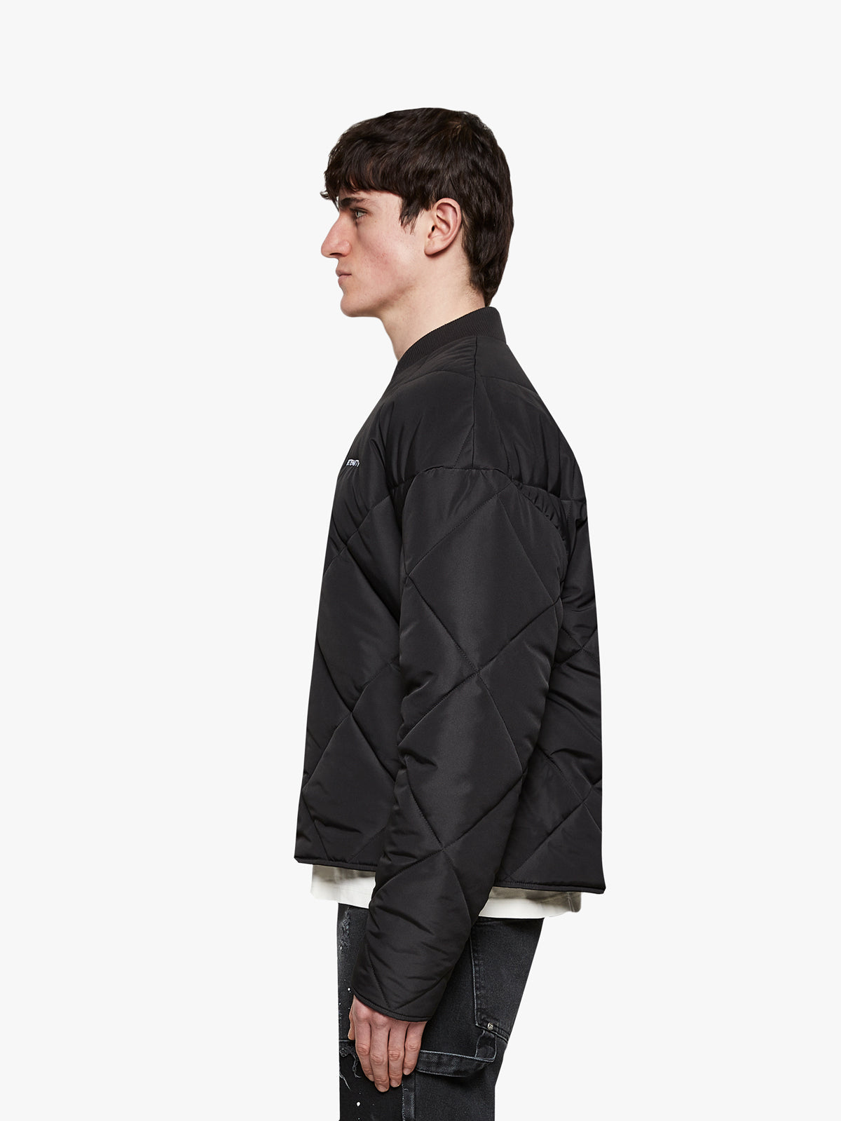 QUILTED BOMBER JACKET - BLACK
