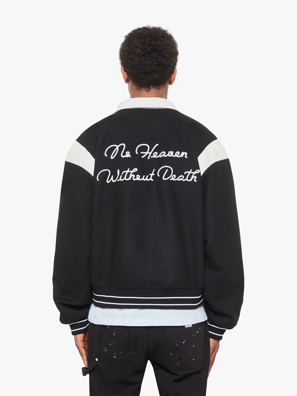 TEDDY VARSITY JACKET - BLACK